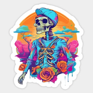 Colorful preppy skeleton style Sticker